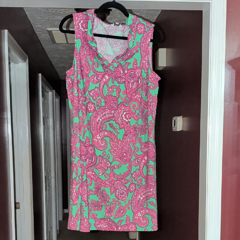 Crown & Ivy Pink and Green Paisley Top